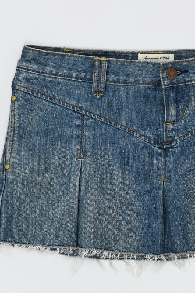 Vintage Y2k Abercrombie & Fitch Pleated Denim Micro Mini Skirt #2