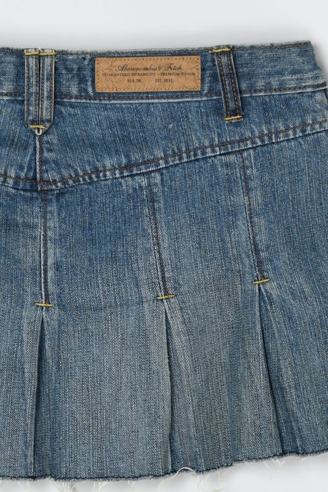 Vintage Y2k Abercrombie & Fitch Pleated Denim Micro Mini Skirt #3