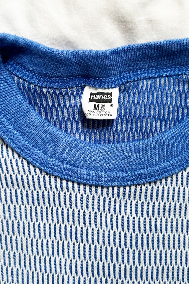 Vintage 70s Hanes Blue Thermal Long Sleeve #1