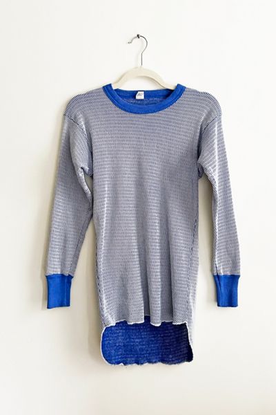 Vintage 70s Hanes Blue Thermal Long Sleeve