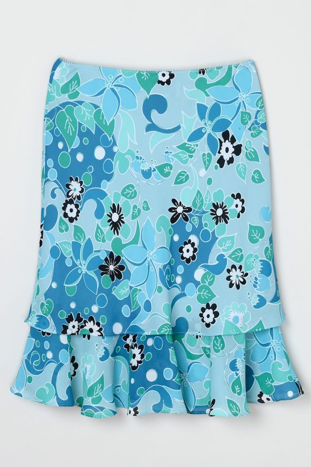 Vintage Y2k Tiered Printed Midi Skirt #1