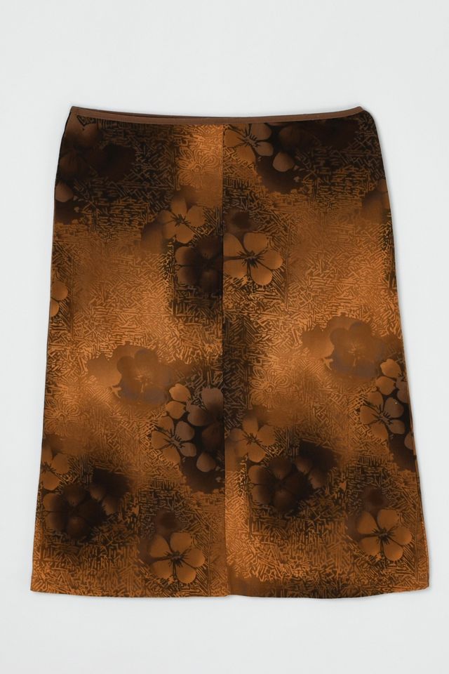 Vintage Y2k Dark Brown Printed Midi Skirt #1