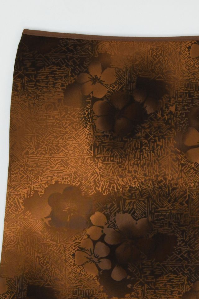 Vintage Y2k Dark Brown Printed Midi Skirt #2