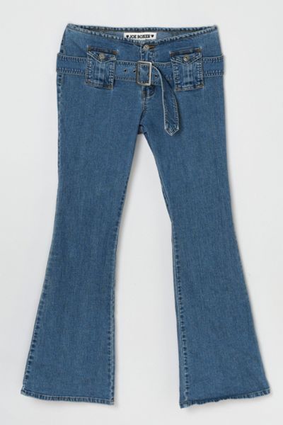 Vintage Y2k Flared Low-Rise Jeans with Denim Belt