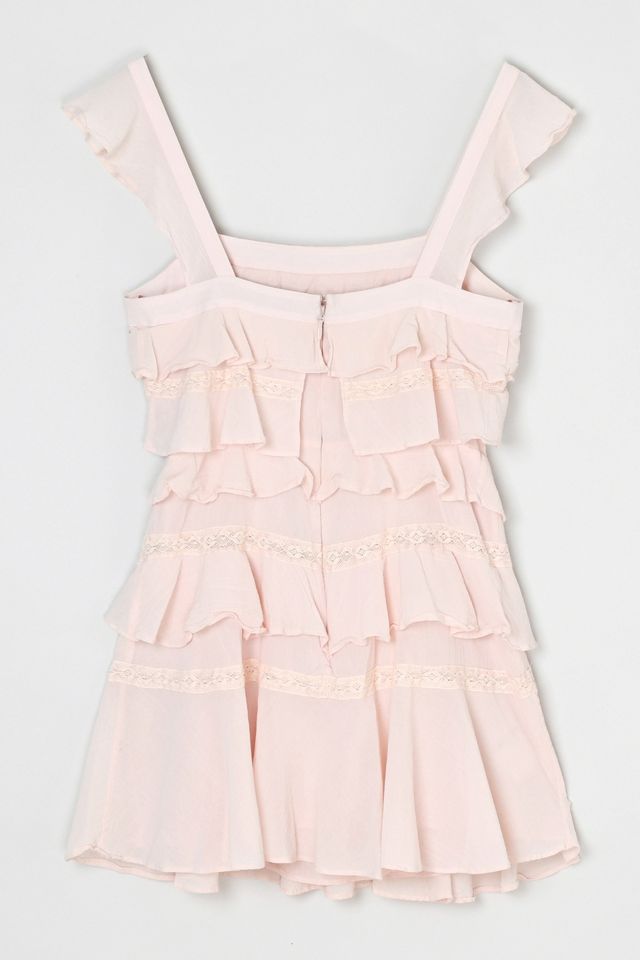 Vintage Y2k Lacy Tiered Light Pink Mini Dress #1
