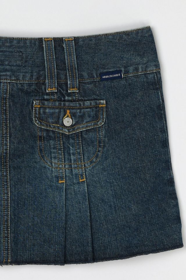 Vintage Y2k Abercrombie & Fitch Pleated Denim Micro Mini Skirt #3