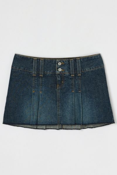 Vintage Y2k Abercrombie & Fitch Pleated Denim Micro Mini Skirt