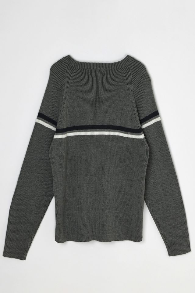 Vintage Y2k Dark Gray-Green Striped Sweater #1
