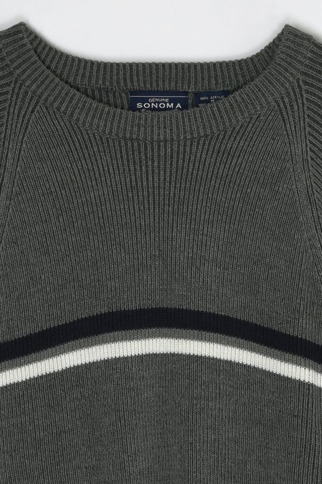 Vintage Y2k Dark Gray-Green Striped Sweater #2