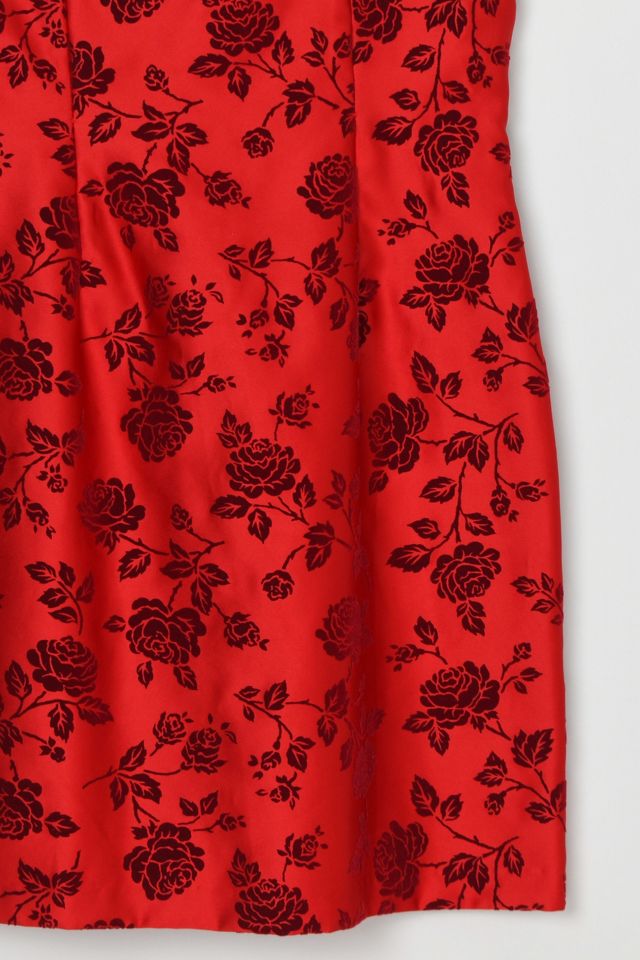 Vintage Y2k Red Flocked-Velvet Mini Dress #3