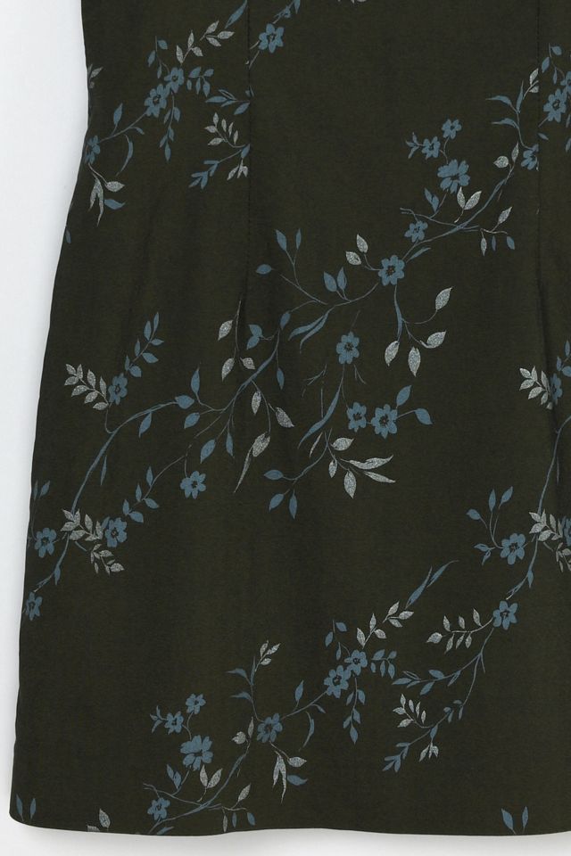 Vintage Y2k Dark Green Printed Mini Dress #3