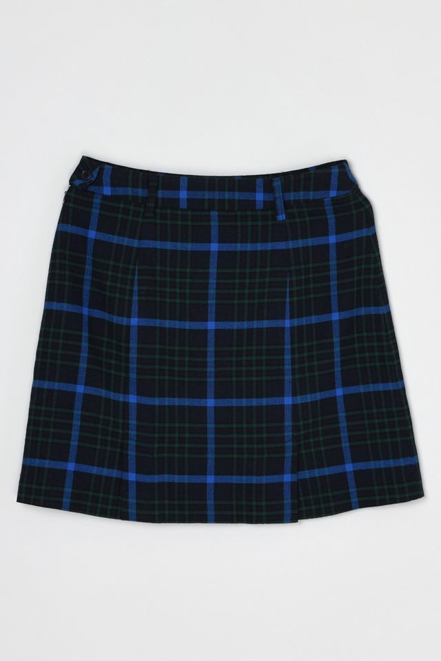 Vintage 90s Esprit Dark Blue Plaid Mini Skirt #1