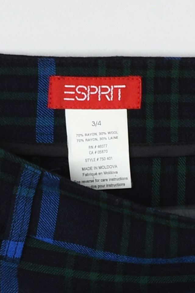 Vintage 90s Esprit Dark Blue Plaid Mini Skirt #2