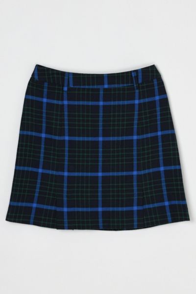 Vintage 90s Esprit Dark Blue Plaid Mini Skirt