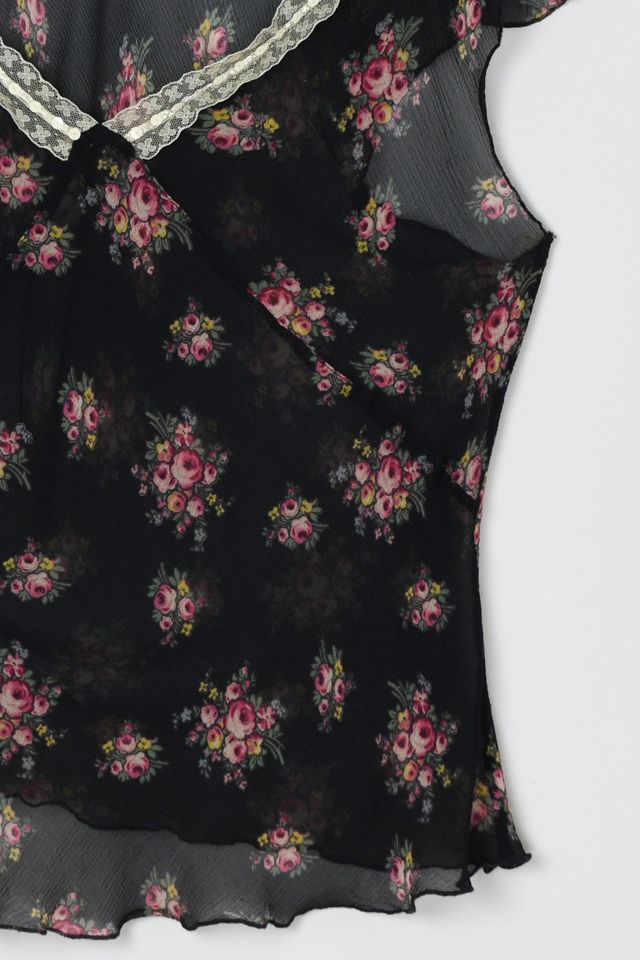 Vintage Y2k Benetton Sheer Printed Silk Top #2