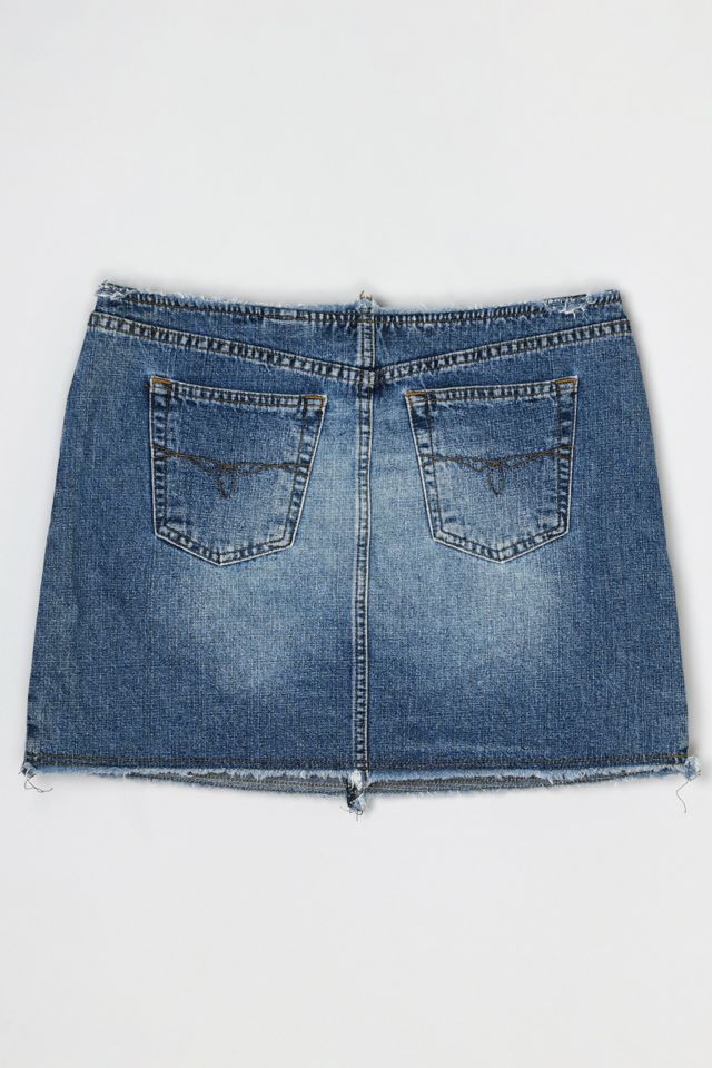 Vintage Y2k Raw-Edge Denim Mini Skirt #1