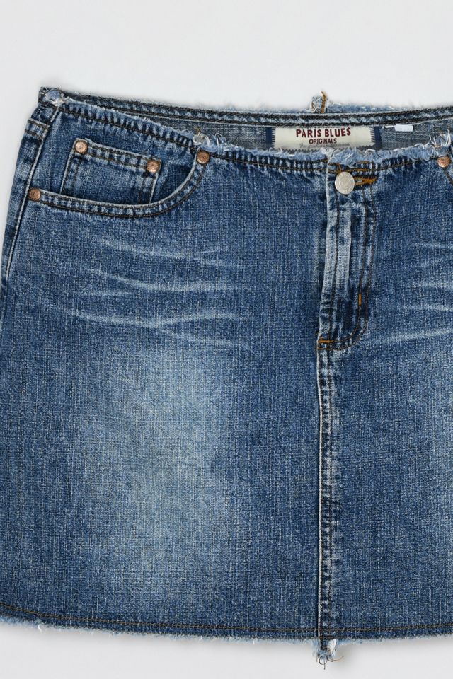 Vintage Y2k Raw-Edge Denim Mini Skirt #2