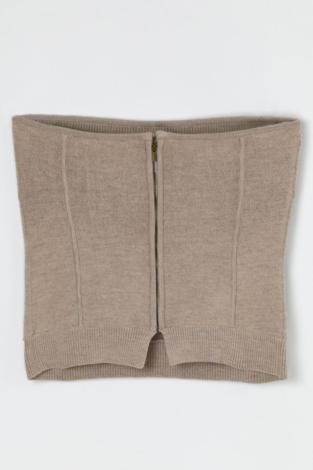 Vintage Y2k Beige Wool Knit Strapless Top #1