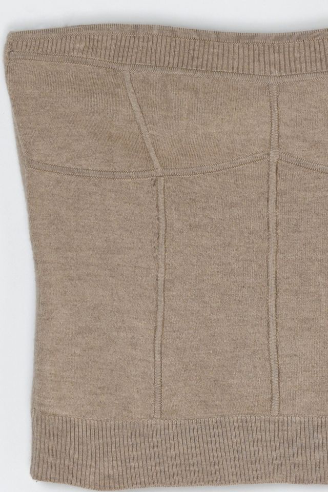 Vintage Y2k Beige Wool Knit Strapless Top #2