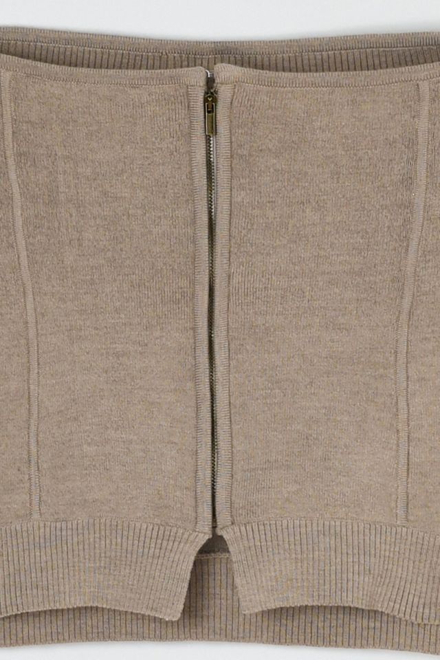 Vintage Y2k Beige Wool Knit Strapless Top #3