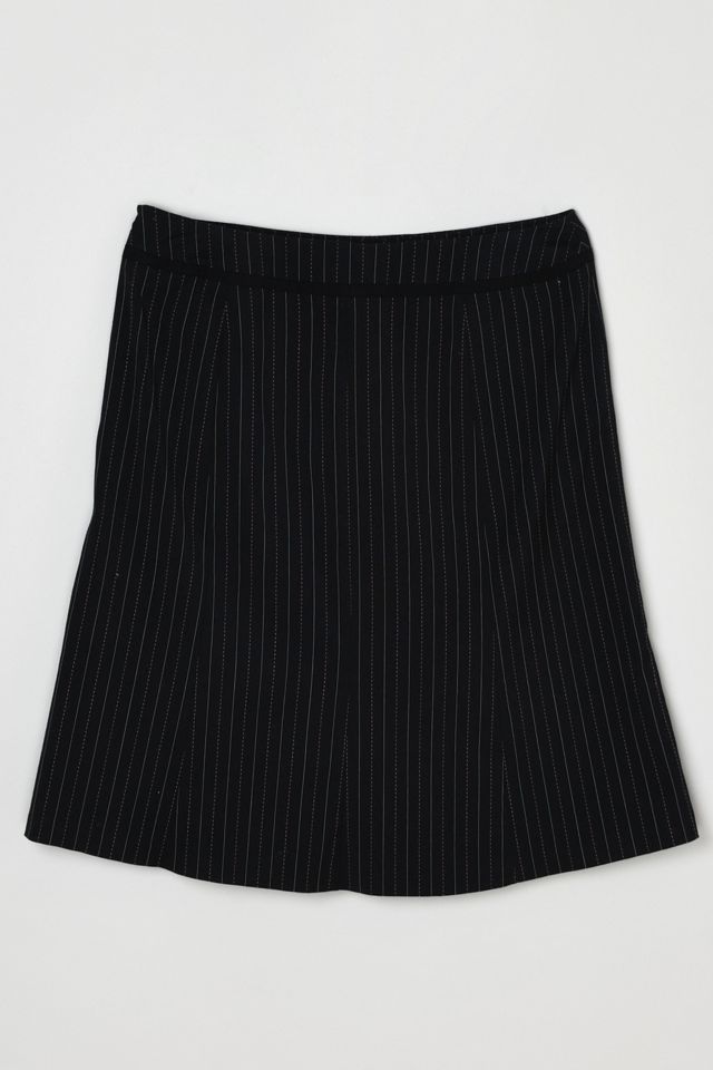 Vintage Y2k Black Midi Skirt with Pink & White Pinstripes #1