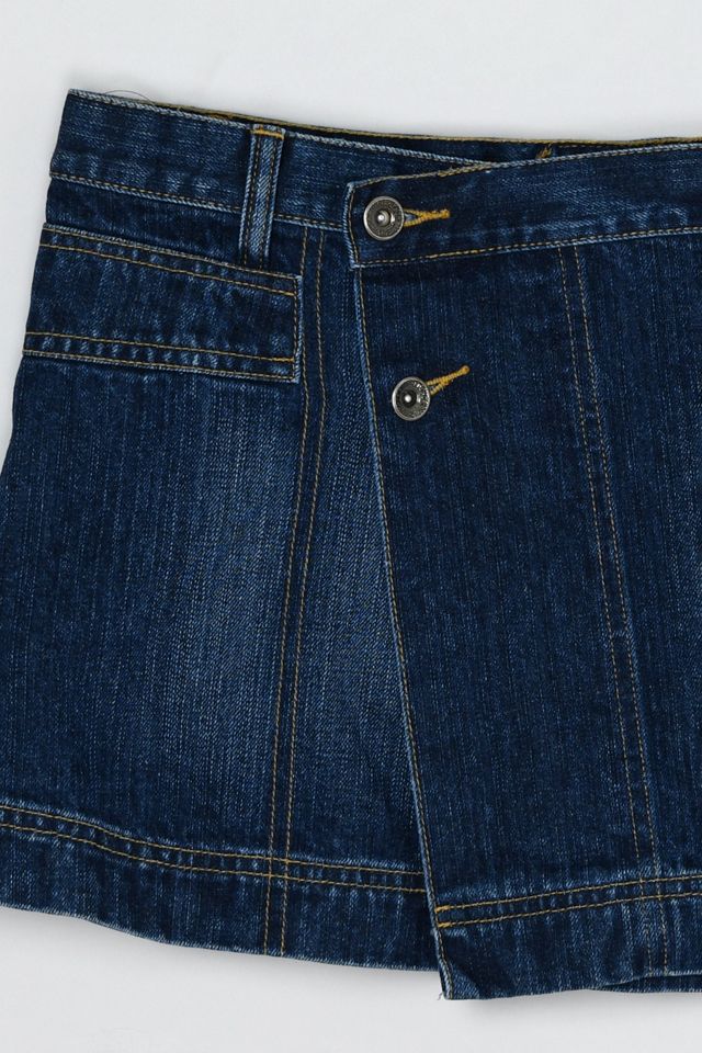 Vintage Y2k Low-Rise Paneled Denim Wrap Mini Skirt #2