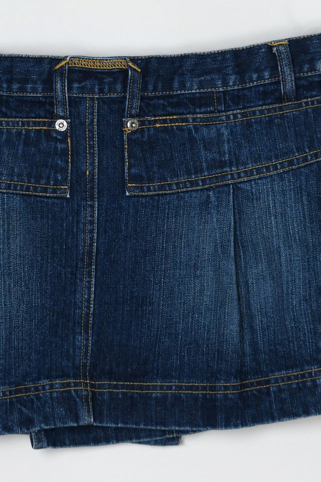 Vintage Y2k Low-Rise Paneled Denim Wrap Mini Skirt #3