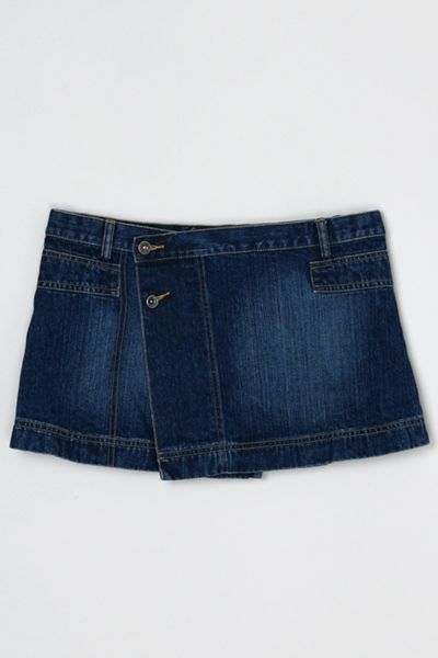 Vintage Y2k Low-Rise Paneled Denim Wrap Mini Skirt