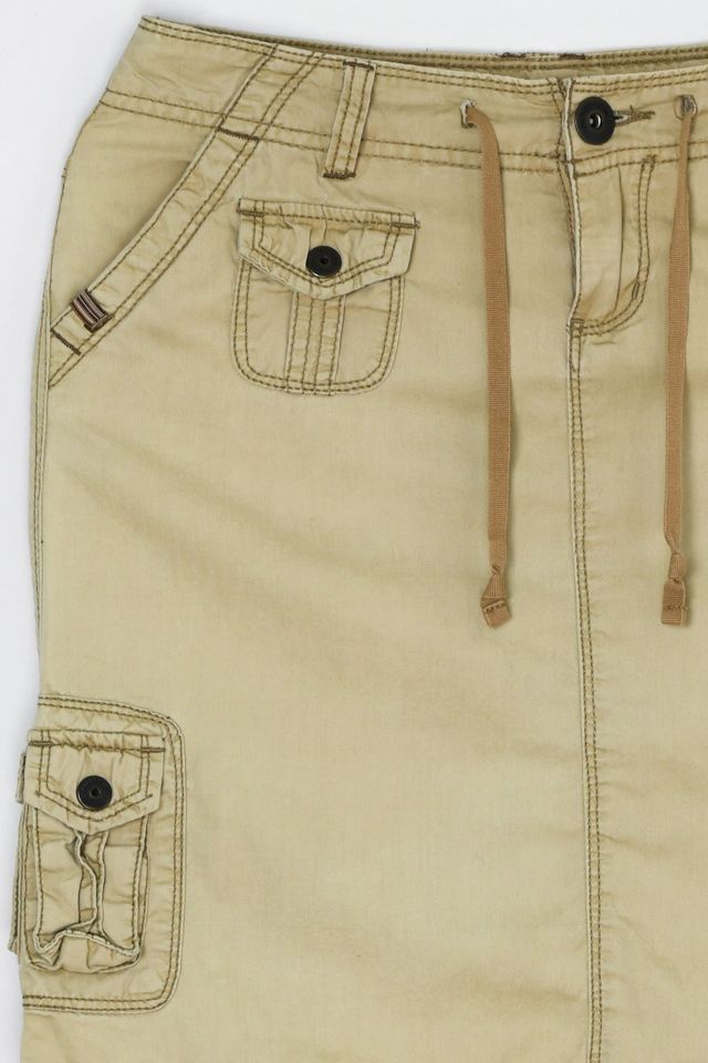 Vintage Y2k Contrast-Stitched Cargo Mini Skirt with Tie #2