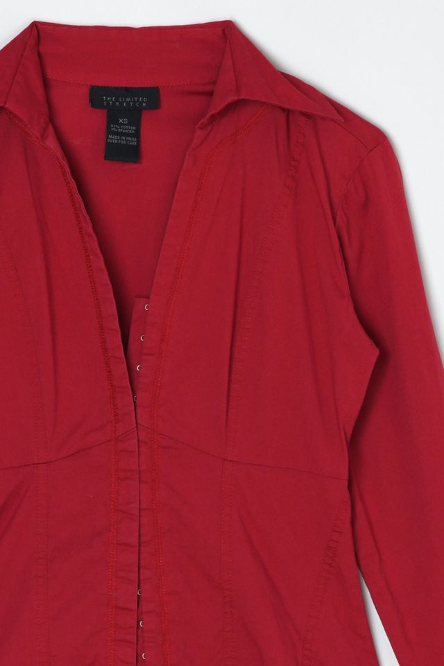 Vintage Y2k Dark Red Collared Top #2