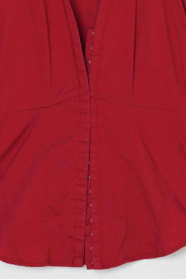 Vintage Y2k Dark Red Collared Top #3