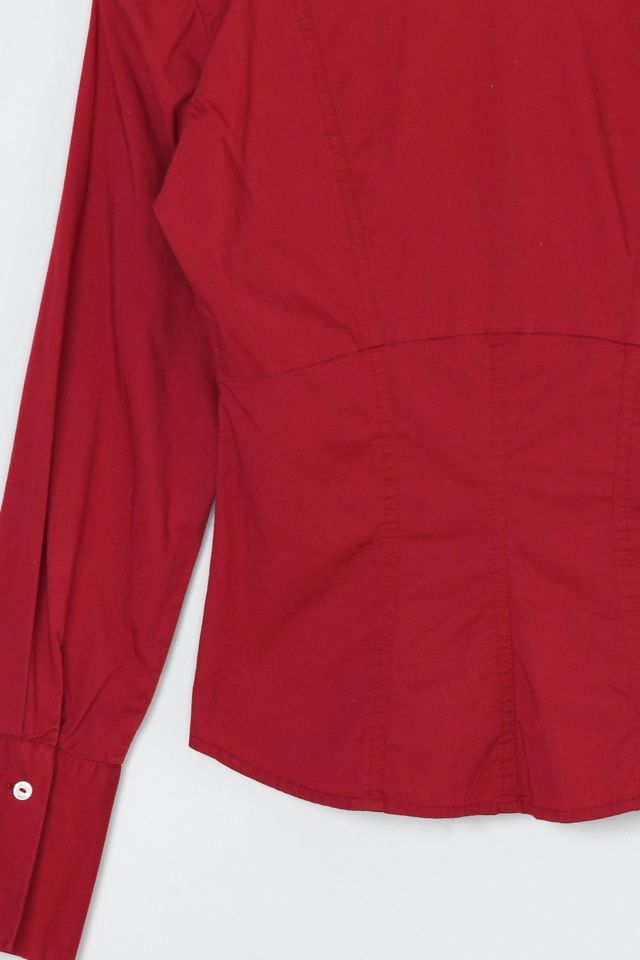 Vintage Y2k Dark Red Collared Top #4