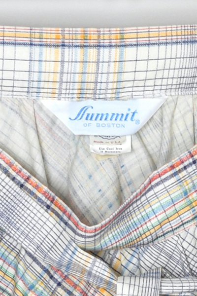 Vintage 1960s Plaid Cotton Midi Skirt with Tie