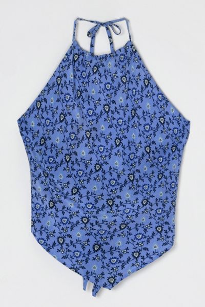Vintage Y2k Printed Silk Tied Halter Top