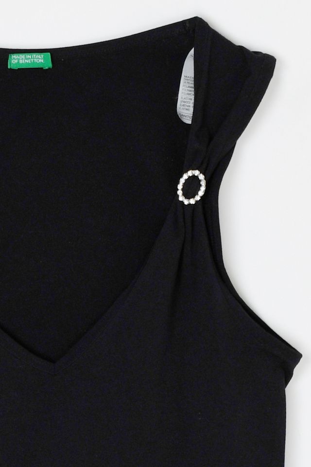 Vintage Y2k V-Neck Top with Rhinestone Brooches #2
