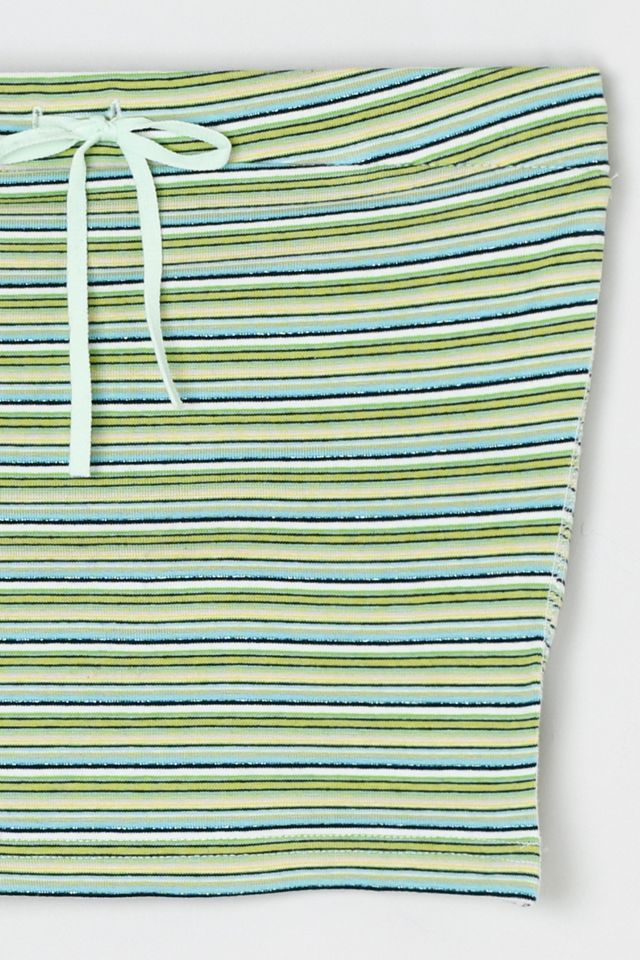Vintage Y2k Green & Blue Striped Tied Strapless Top #2