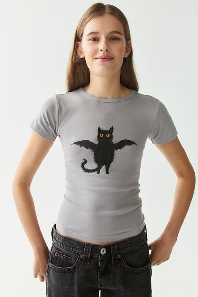 Bat Cat Graphic Cotton Slim Tee