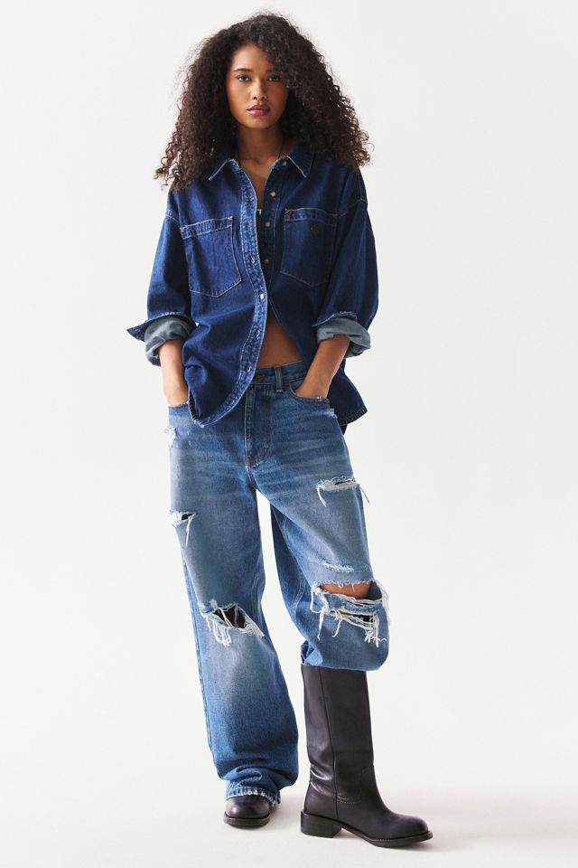 Abrand Tavi Oversized Denim Button-Down Shirt #1