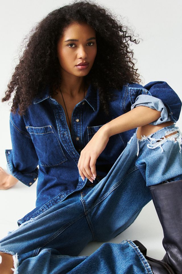 Abrand Tavi Oversized Denim Button-Down Shirt #2
