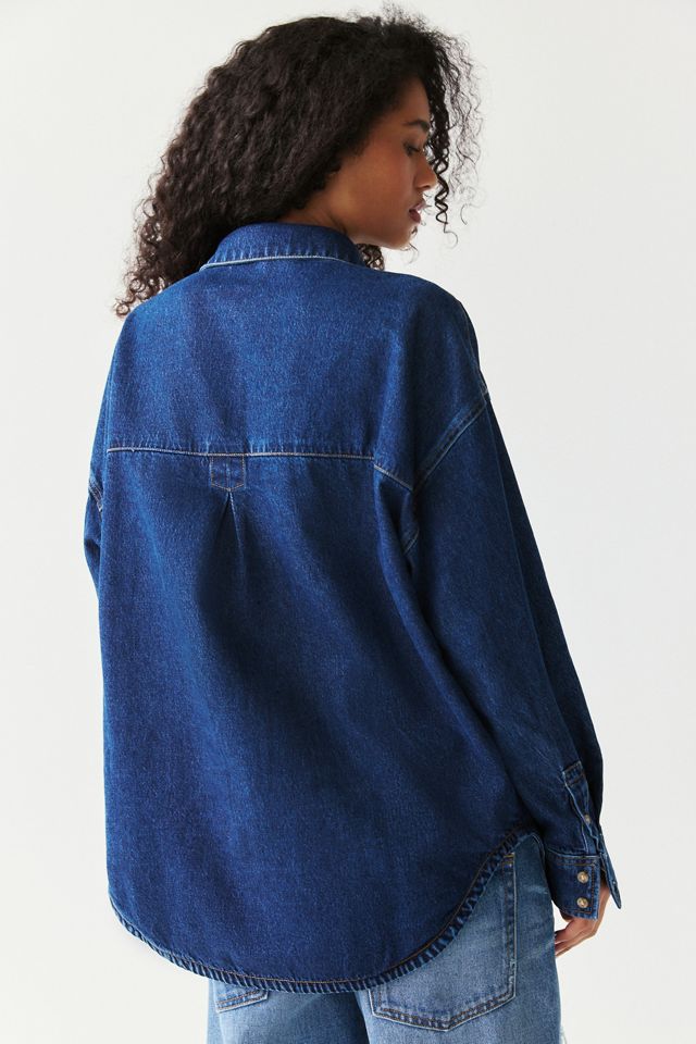 Abrand Tavi Oversized Denim Button-Down Shirt #4