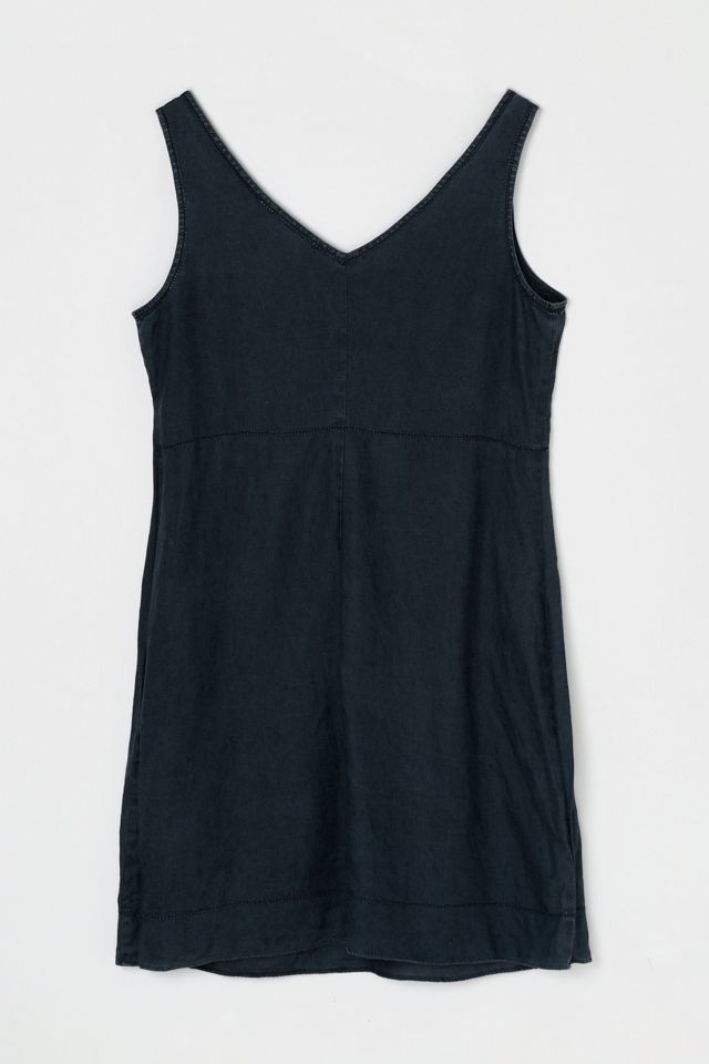 Vintage 90s Black Linen Mini Dress #1