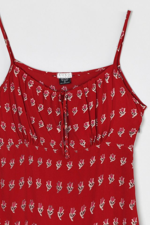 Vintage Y2k Red Printed Midi Dress #2