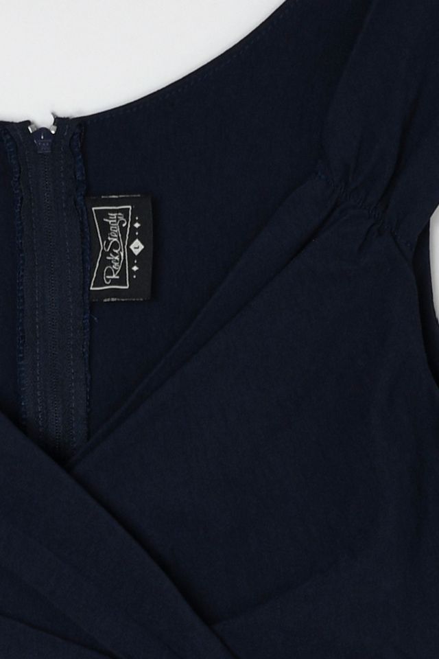 Vintage Y2k Navy Blue Ruched Midi Dress #2