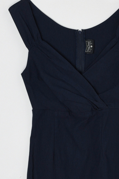Vintage Y2k Navy Blue Ruched Midi Dress