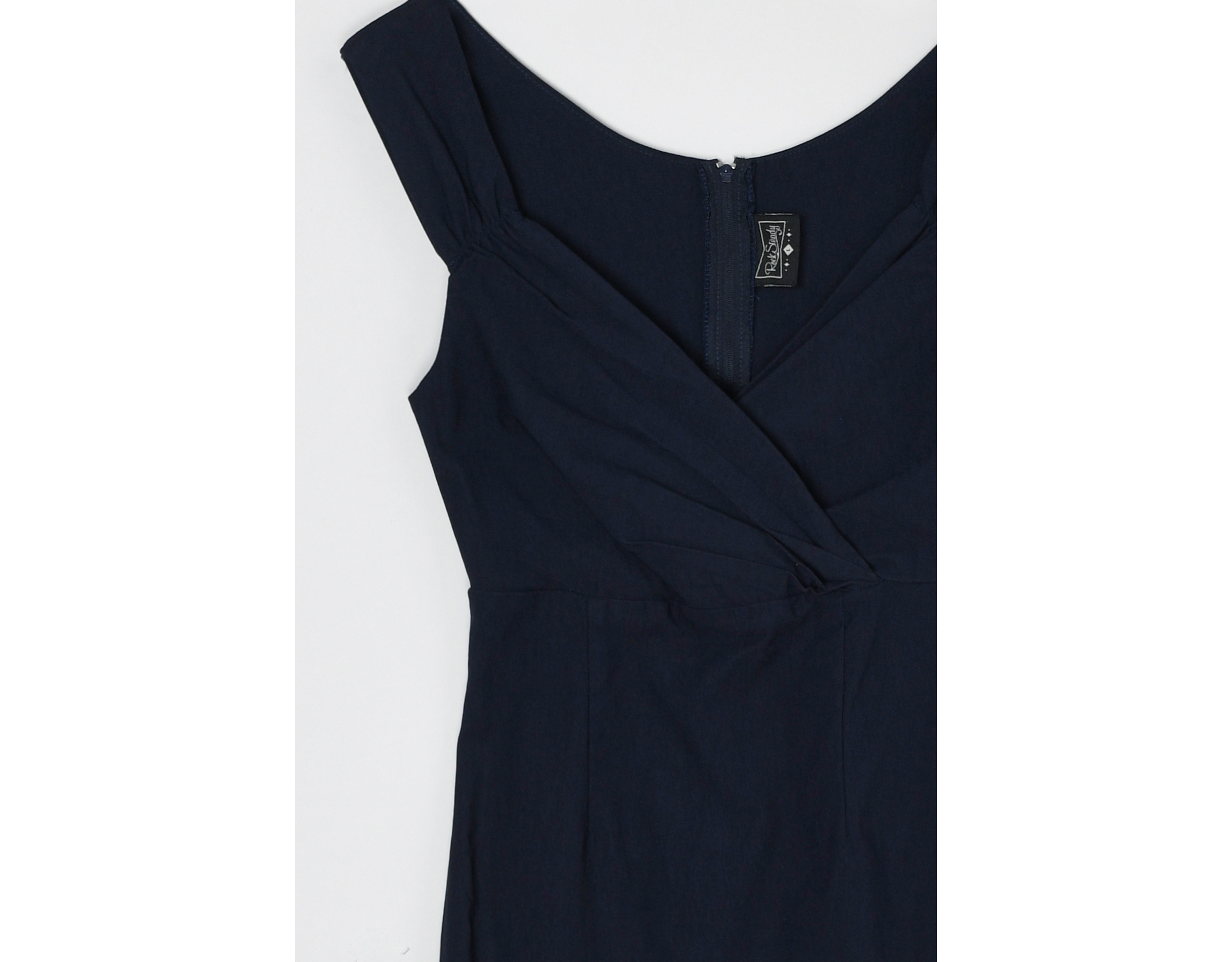 Vintage Y2k Navy Blue Ruched Midi Dress