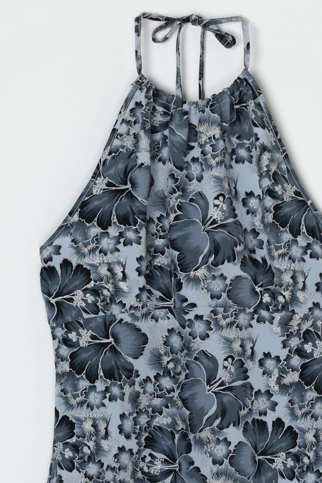 Vintage Y2k Dark Grey Printed Halter Mini Dress #2