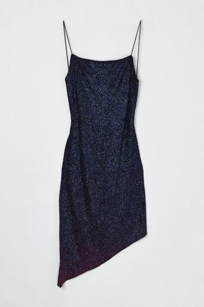 Vintage Y2k Strappy Dark Blue Glittered Mini Dress