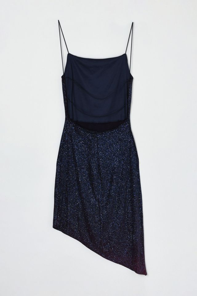 Vintage Y2k Strappy Dark Blue Glittered Mini Dress #1
