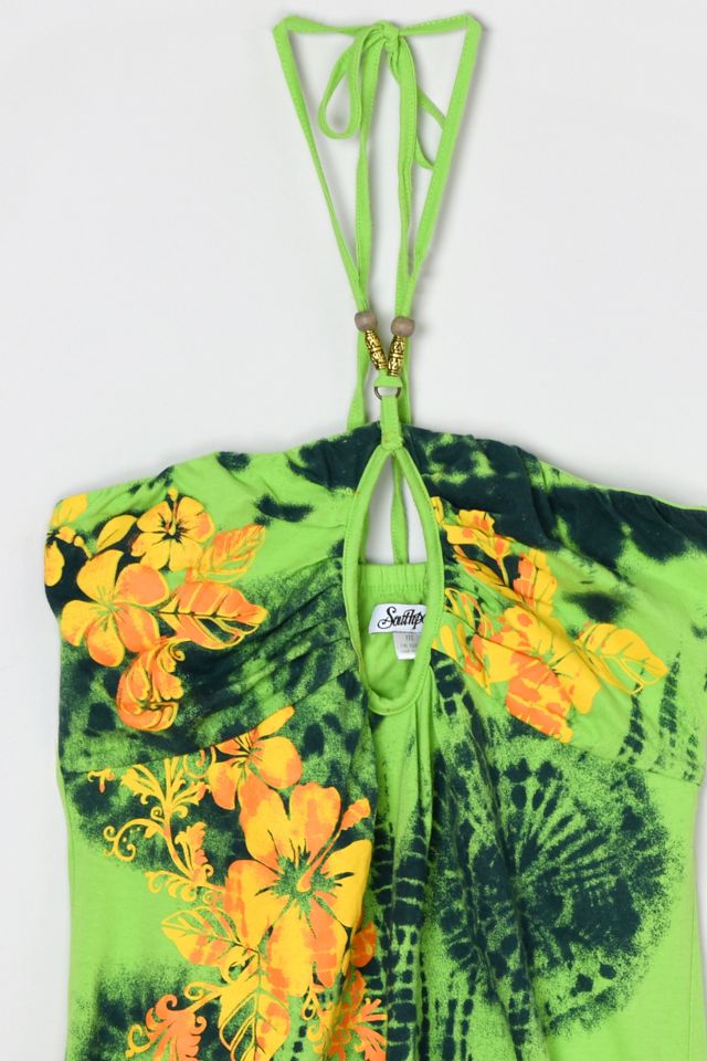 Vintage Y2k Printed Halter Top with Beaded Tie #3