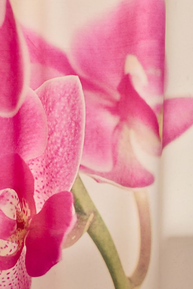 Pink Orchid Flower Printed Shower Curtain #2
